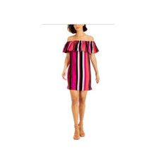 $69.50 Bar III Women’s Off The shoulder Shift Dress, Thin Magenta Stripe, Sz. S