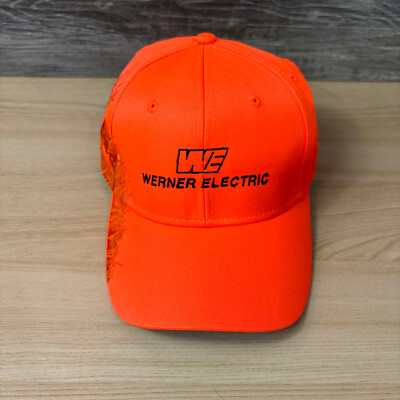 Werner Electric Hat Cap Strap Back Blaze Orange Hunting Nature Embroidered