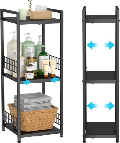 3-Tier Metal Shelving Unit, Expandable, Free-Standing, Narrow, Open Floor S15 - Bild 1 von 6