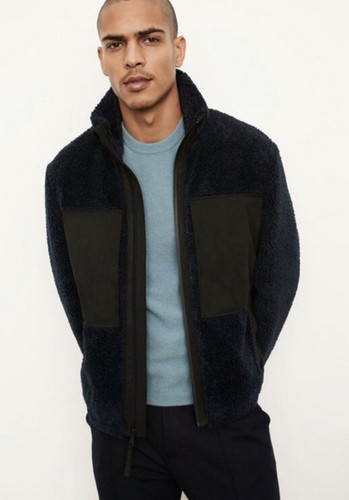 $595 Vince Large Blue Sherpa Faux 