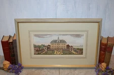 Antique Framed Erik Dahlberg Color Engraving Suecia Antiqua Hodierna Rosersberg