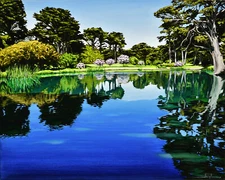 Alex Nizovsky – SPRING IN GGP – Abstracted Landscape Painting Pop Art 30"x24"