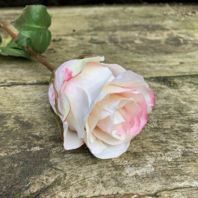 1x Luxus künstliche große hellrosa Rosenknospe, Seidenblumen, realistische Kunstrosen