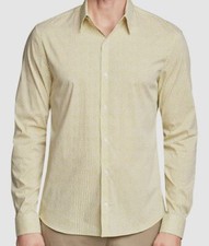  80 Calvin Klein Men Extra Slim Fit Yellow Stain Shield Stretch Shirt Size M