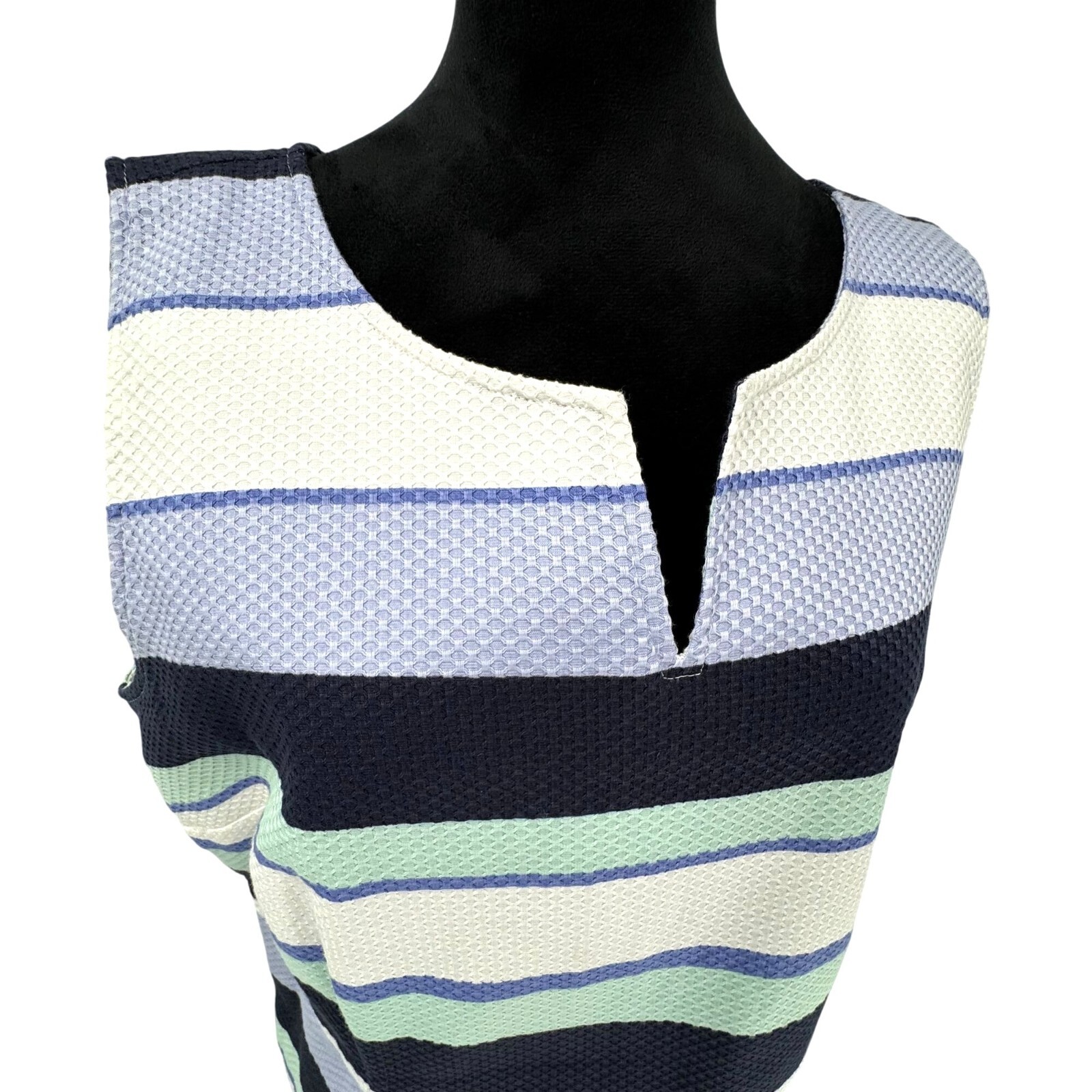 Talbots Sleeveless Textured Sheath Dress Women 16 Old Money Nautical Preppy
