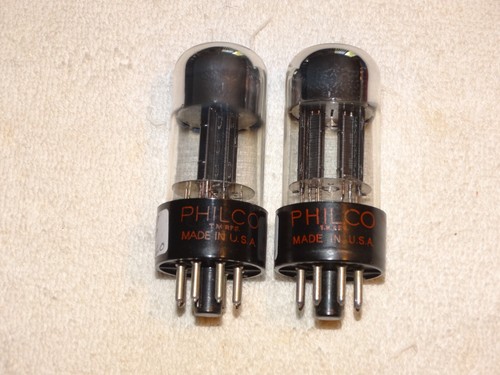 2 x 6SN7gtb Sylvania Tubes*Blk Plates*Very Strong Matched Pair*1950s*Tall Boy*#4 - Picture 1 of 4