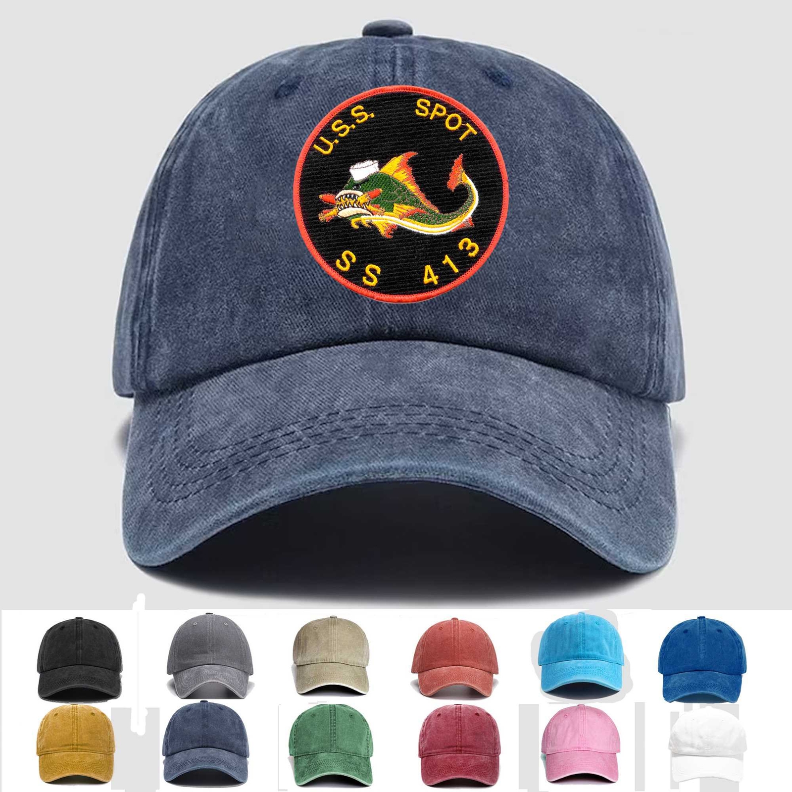 Custom Embroidered Hat SS-413 USS Spot, Veteran Cap, Trucker Hat, Gift Idea