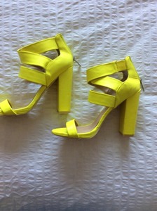 yellow wide heels