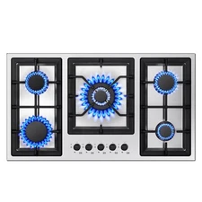 36 in Gas Cooktop Kitchen 5-Burners Countertop Built-in Gas Stainless Steel