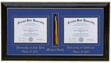 Double diploma frame with tassel BLK/BLUE 6x8,7x9,8x10,8.5x11,11x14