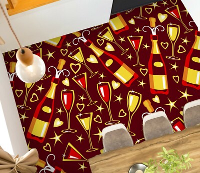 3D Yellow Wine Bottle PKE3654 Floor WallPaper Murals Wallpaper Mural Print Bea