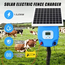 Solar Power Fence Charger 10W Electric Fence Energizer for Livestock Horse Goat