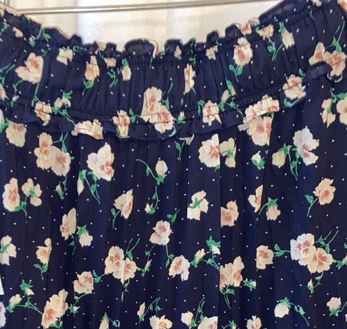 Maison Jules M NWT Floral-Print Pleated Skirt Blue Petal Flurr Msrp $70 - Picture 2 of 6