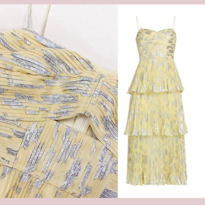 【SELF PORTRAIT】コットン ドレス ミディ ジッパー イエロー self-portrait Cotton Broderie Midi Dress in Yellow | REVOLVE