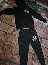 Men's black hooded sweatshirt and matching jogger sweatpants set size medium