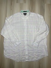 Paul Fredrick Checkered Dress Shirt Mens 20x36 Button Down Linen Non Iron