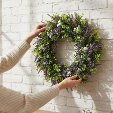 19.69inch Artificial Lavender Wreath Summer Spring Decor Wreath