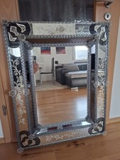 Vintage Venetian Murano Glass Mirror 90x72cm. Wall Mirror Art Glass Wall Decor 