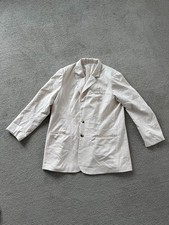 Women's Cream Blazer - US XXL - Long, Brown Buttons, Pockets, Officewear