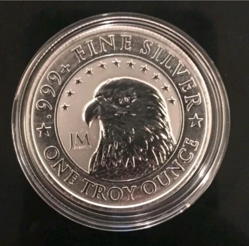 1 Oz Silver Round .999 JM Bullion  Eagle Brilliant Free Shipping  With Capsule