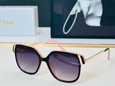 Chloe Unisex Square Sunglasses Black Pink Frame Purple Gradient Lens 54  16-145