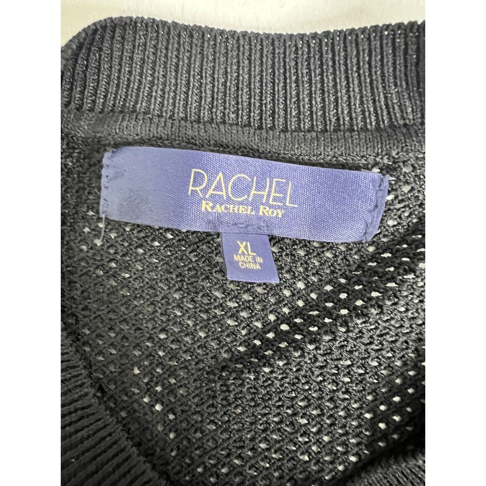 Vestido Suéter Rachel Roy Para Mujer XL Negro Malla Tejido Manga Larga Pullover Nuevo Foto 3 de 4