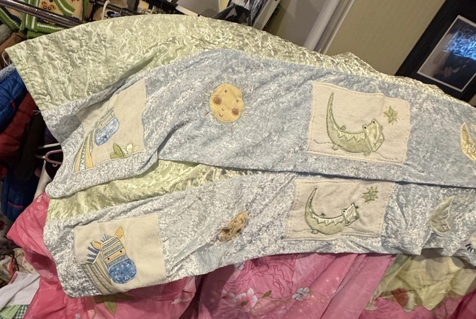 Baby Jungle Valances 2-58” Long. Blue And Light Green Soft Velvet Like Material. - Image 2 of 4