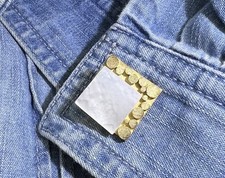 Vintage Swank Mother Of Pearl Brutalist Style Gold Tone Cuff Links