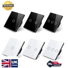 AXUS  Touch Light Switch LED Backlight Glass Panel AC100-240V 1/2/3 Gang UK