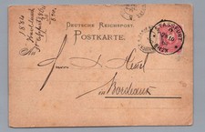 Dt. Reich Ganzsache Strassfurt nach Bordeaux 1884