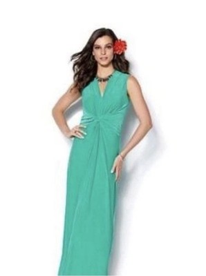 NWT Iman Global Chic Teal Blue Knockout Knot Twist Front Maxi Dress QVC XL