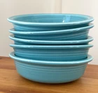 VTG Fiesta Turquoise Bowls Set of 5 Coupe Rim Style Beautiful EUC Farmhouse
