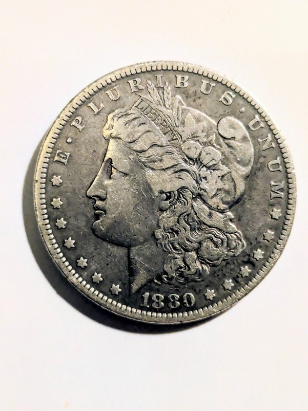 1880 MORGAN SILVER DOLLAR Liberty Head Fine-12 (F12) to Very Good 8 (VG8)