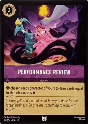 64/204 PERFORMANCE REVIEW EN10 UNCOMMON DISNEY LORCANA CARD