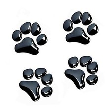 4PCS 3D Chrome Dog Paw Footprint Sticker Decal Auto Car Emblem Decal Black
