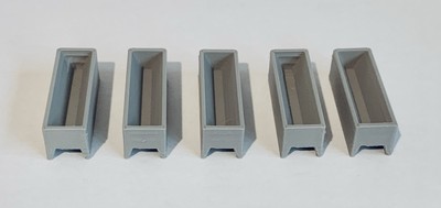Spur O 3D gedruckte graue Bauerntröge (5er Pack) - 1:76 Modelllandschaft für Bauernhöfe
