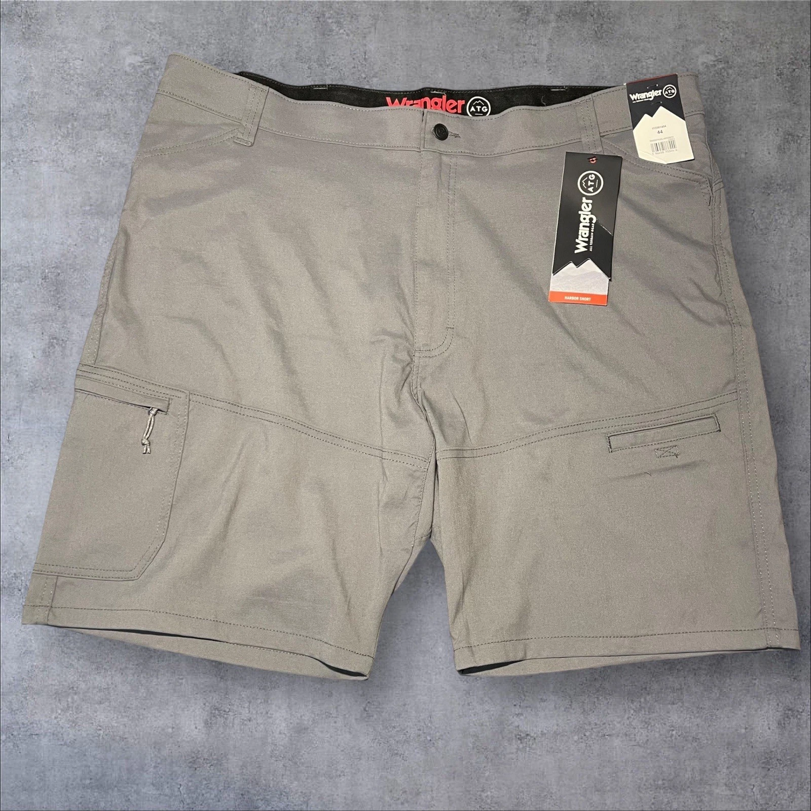 Wrangler ATG FAST DRY Cargo Shorts MENS 44W x 9in GRAY OUTDOORS WORK Stretch NWT