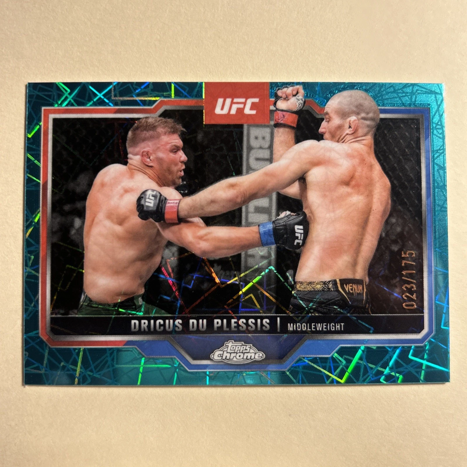 2025 Topps Chrome UFC Dricus Du Plessis Teal Lazer Refractor /175 #137