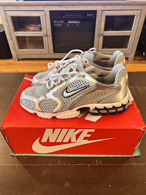 Nike Air Zoom Spiridon Cage 2 CJ1288-001 Metallic Silver Mesh Low Top sz 10.5