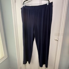 Susan Graver LK Luxe Pull-on Pants Pockets Navy Blue Womens 2X NWOT Stretch