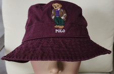 Polo Ralph Lauren -S/M, L/XL- Polo Bear Safari Bucket Hat Cap - Wine Maroon