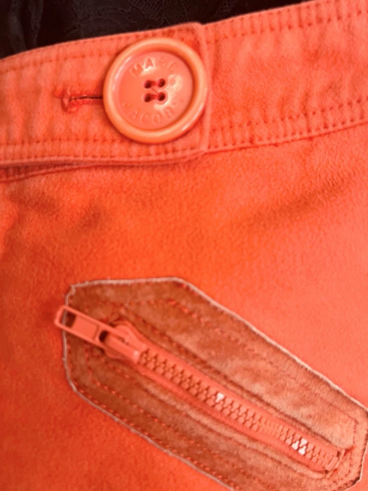 Minifalda Marc Jacobs para mujer talla 8 naranja roja boho hippie Y2K detalles de gamuza Foto 4 de 4