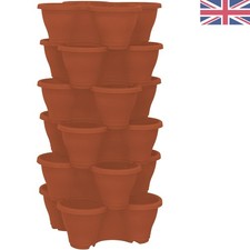 Maximize Your Space with 6PC Terracotta Stackable Vertical Garden Planters