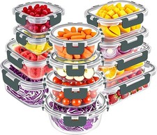 VERONES 12 Packs Glass Food Storage Containers Set, Airtight  BPA Free New