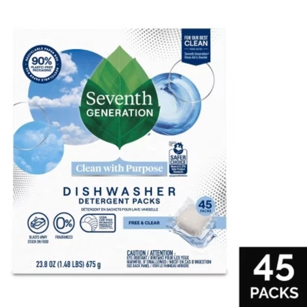 Seventh Generation Free & Natural Dishwasher Detergent Packs - 45ct - Thumbnail 5