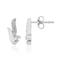 Cavill Silberohrringe Damen 925 Sterling Zirkon 0,19Ct Rund Floral