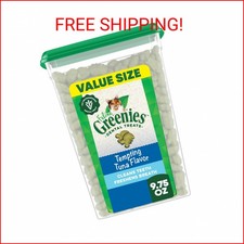 FELINE GREENIES Adult Dental Cat Treats, Tempting Tuna Flavor, 9.75 oz. Tub