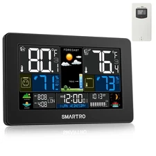 SMARTRO Weather Station Wireless Indoor Outdoor Thermometer for Home, Large C...