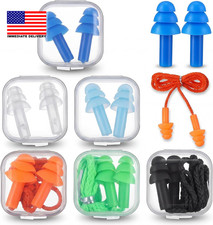 6 Pairs Ear Plugs for Swimming Adult, Soft with Cord  Carry Case                