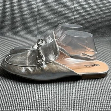 Merona Kona Mules Flats Womens Size 10 Silver Horsebit Slip On Backless Casual